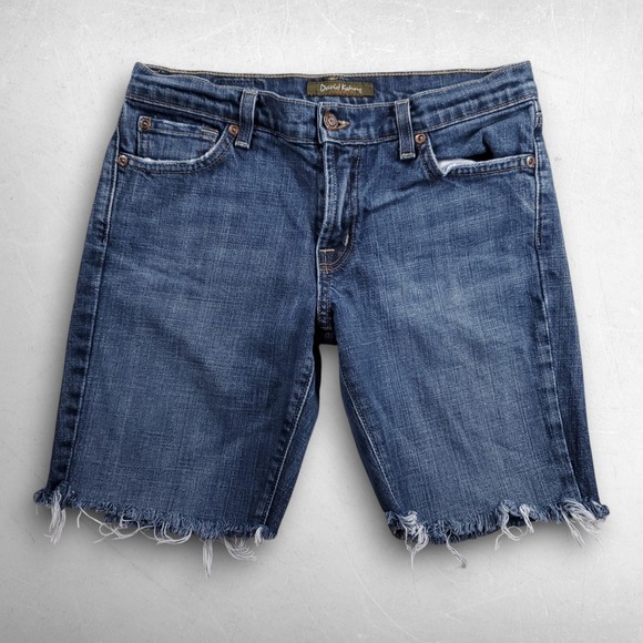 David Kahn Pants - VTG Y2K David Kahn Nikki Cutoff Bermuda Shorts Women 27 Blue Indie Sleaze Boho
